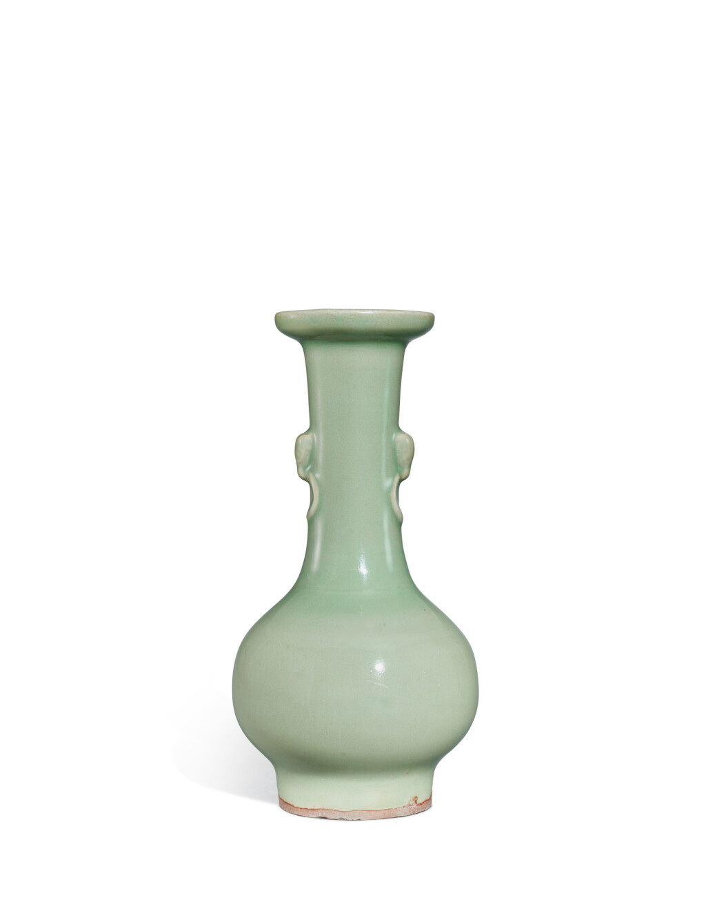 View full screen - View 1 of Lot 721. A Longquan celadon vase, Yuan - Ming dynasty | 元至明 龍泉青釉舖首耳盤口瓶.
