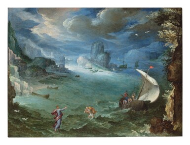 View full screen - View 1 of Lot 138. PAUL BRIL | COASTAL LANDSCAPE WITH THE CALLING OF SAINT PETER.