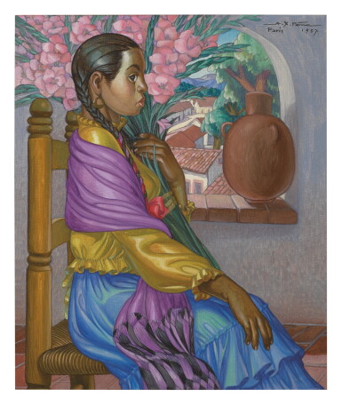 View full screen - View 1 of Lot 22. ALFONSO X. PEÑA | NIÑA CON FLORES.