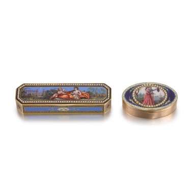 View full screen - View 1 of Lot 57. A pearl-set gold and enamel toothpick case, Geneva or Hanau, circa 1790.