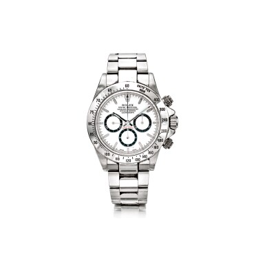 View full screen - View 1 of Lot 1077. ROLEX | REF 16520/16500 DAYTONA ROLEX 24, A STAINLESS STEEL AUTOMATIC CHRONOGRAPH WRISTWATCH GIVEN TO THE GRAND MARSHAL DAVID E. DAVIS JR. AT THE DAYTONA 2000, CIRCA 1998 | 勞力士 |16520/16500型號「DAYTONA ROLEX 24」精鋼自動上鏈計時腕錶,曾在2000年迪通拿賽車上頒授大禮官DAVID E. DAVIS JR.,年份約1998.