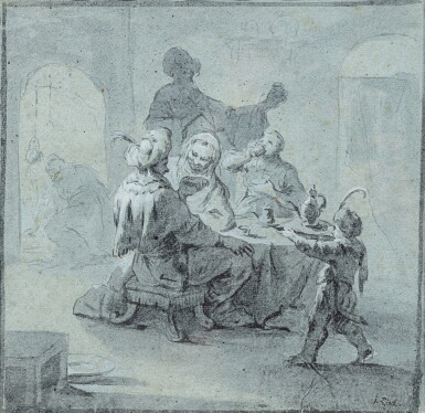 View full screen - View 1 of Lot 831. Oriental Figures in a Tavern.