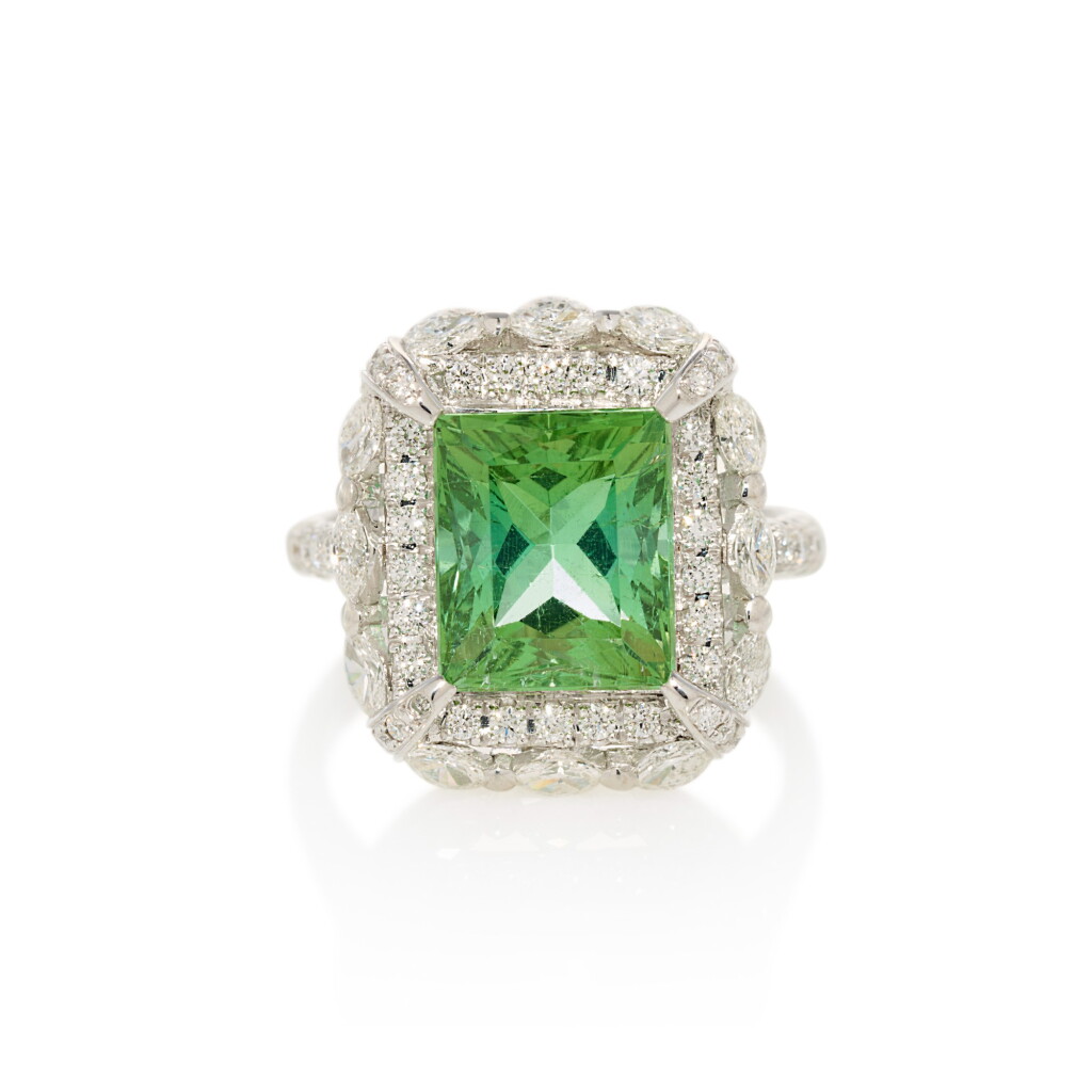 View full screen - View 1 of Lot 136. Tourmaline and diamond ring.