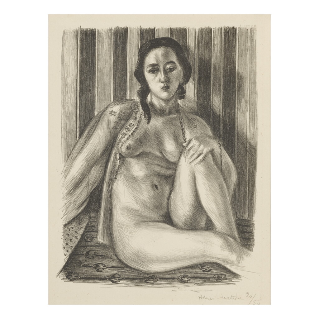 View full screen - View 1 of Lot 114. HENRI MATISSE | NU ASSIS À LA CHEMISE DE TULLE (D. 465).