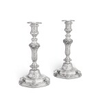 A pair of silver hunting trophy candlesticks, Louis-Joseph Lenhendrick, Paris, 1749-1750 | Paire de flambeaux en argent aux trophées de chasse par Louis-Joseph Lenhendrick, Paris, 1749-1750