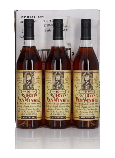 View full screen - View 1 of Lot 79. Old Rip Van Winkle 10 Year Old 107 Proof NV (3 Bottles 75cl).