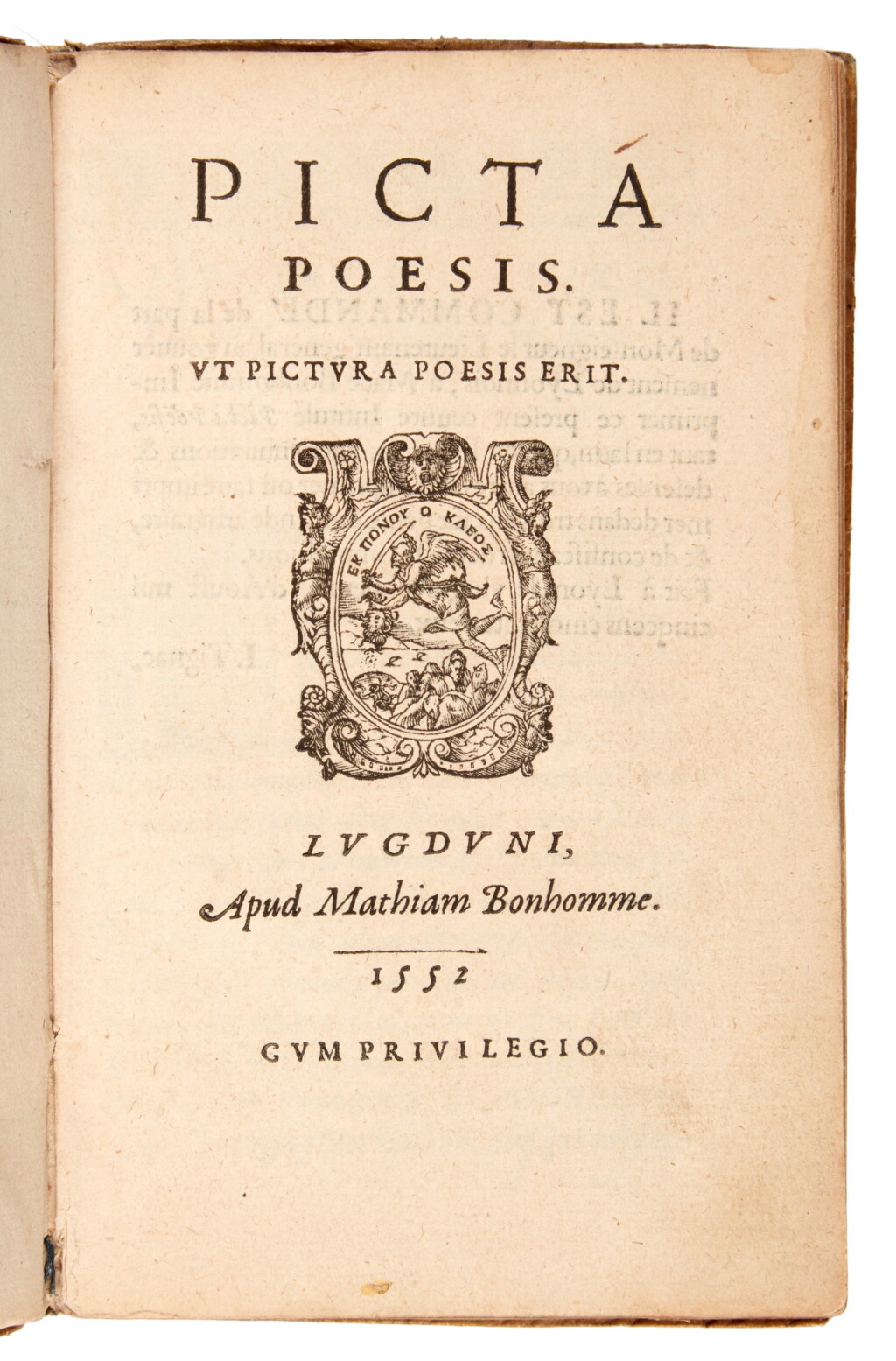 View full screen - View 1 of Lot 21. Aneau, Picta poesis, Lyon, 1552, contemporary limp vellum, Vershbow copy.