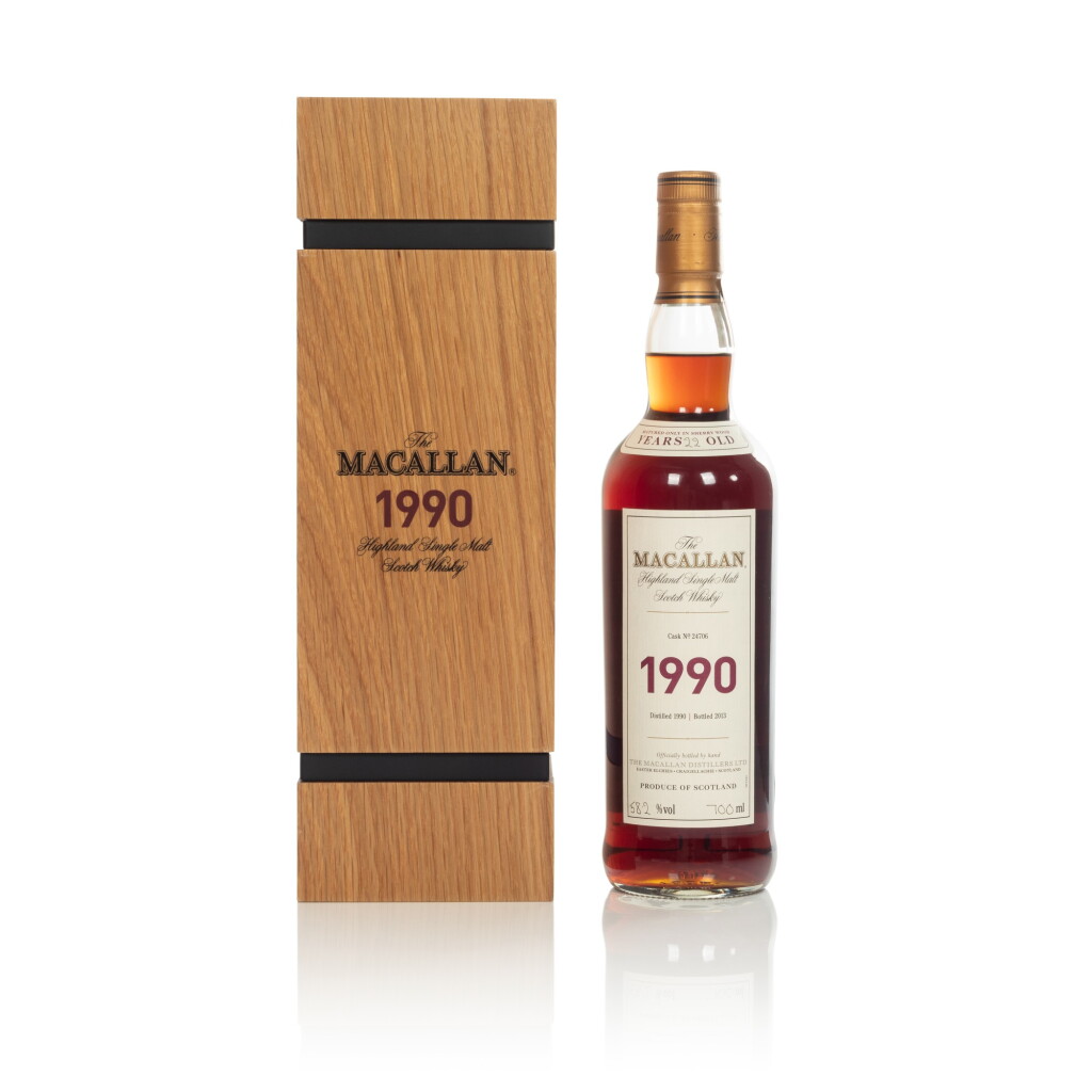 View full screen - View 1 of Lot 10. The Macallan Fine & Rare 22 Year Old 58.2 abv 1990 (1 BT70).