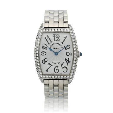 View full screen - View 1 of Lot 81. Reference 1752 QZ D Curvex A stainless steel and diamond-set wristwatch with bracelet, Circa 2005.