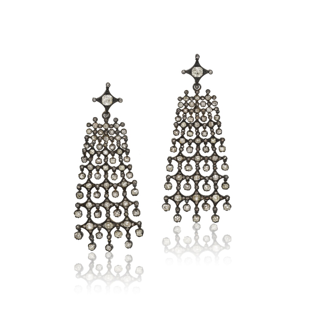 View full screen - View 1 of Lot 17. Diamond earrings.
