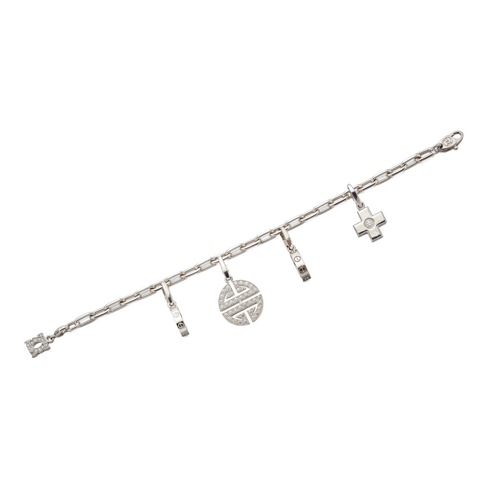 View full screen - View 1 of Lot 1714. Diamond Charm Bracelet | 卡地亞 | 鑽石 手鏈.