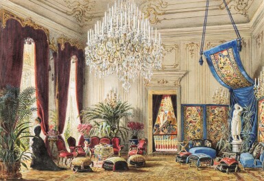 View full screen - View 1 of Lot 237. CARL GOEBEL | Interior of a palace, probably the Clam-Gallas palace, Vienna | Intérieur de palais, probablement celui de Clam-Gallas à Vienne.