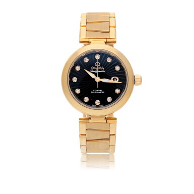 View full screen - View 1 of Lot 157. OMEGA | LADYMATIC PINK GOLD WRISTWATCH WITH DATE AND BRACELET CIRCA 2011.
