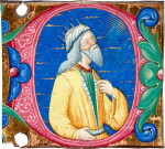 Illuminated Initial, C15th | King David gazing up to the Heavens, historiated initial ‘D from a Choir Psalter on vellum, illuminated by Venturino Mercati, Italy (Milan or Siena), c. 1470