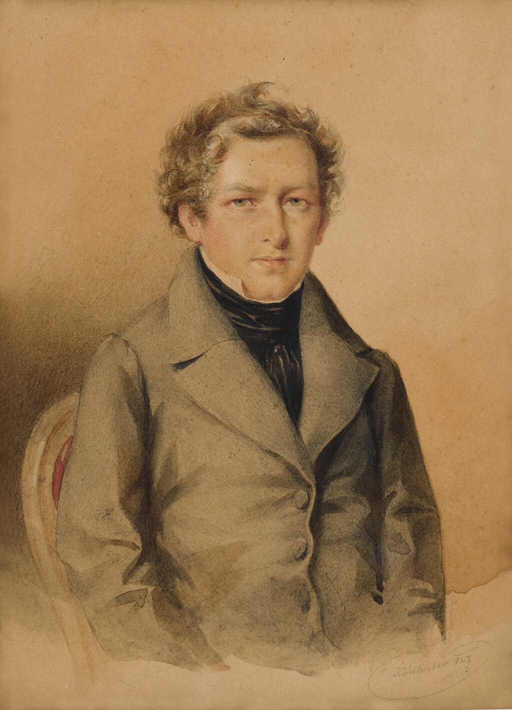 View full screen - View 1 of Lot 311. Half length portrait of a young Gentleman, seated.