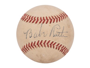 View full screen - View 1 of Lot 10. 1942-45 Babe Ruth Single Signed OAL Harridge Baseball (JSA).