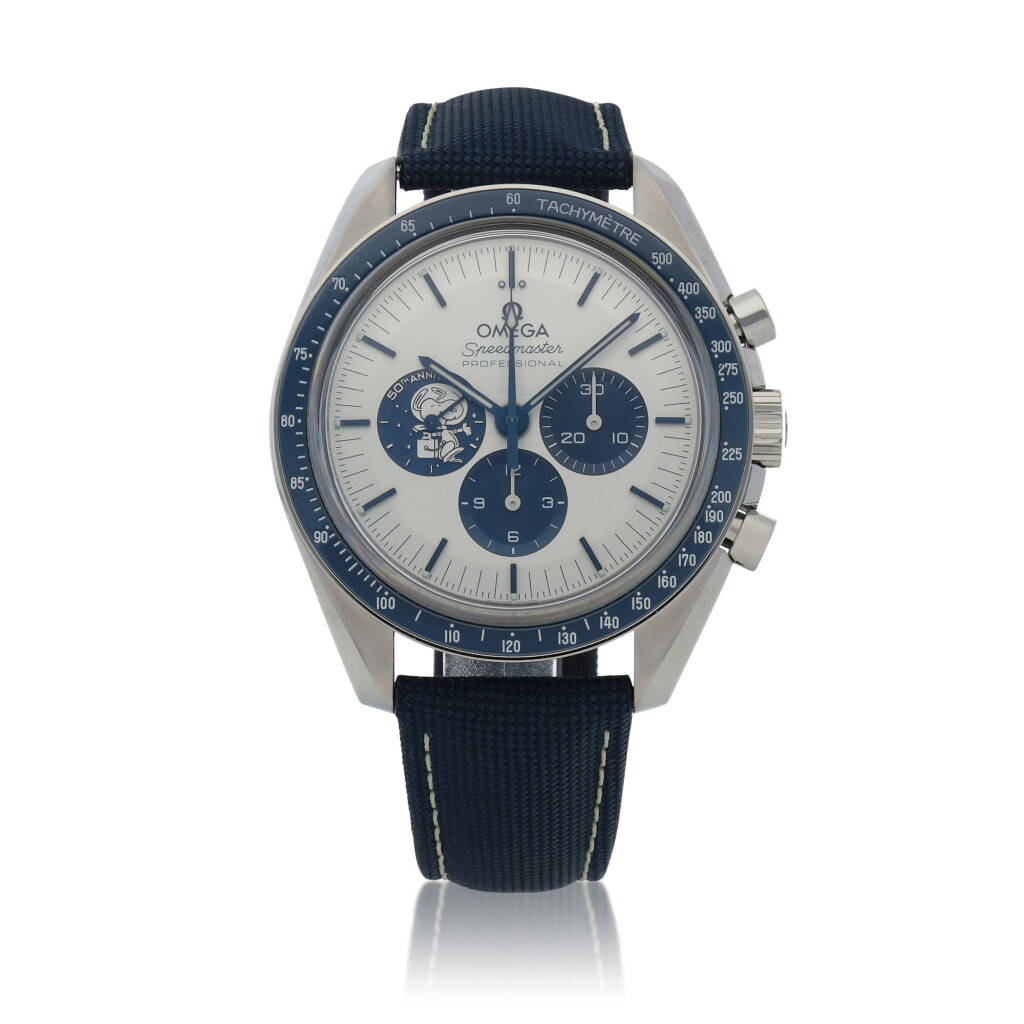 Voir en plein écran - Voir 1 du lot 534. 'Snoopy' Speedmaster Stainless steel chronograph wristwatch Circa 2020 | 歐米茄 「'Snoopy' Speedmaster」精鋼計時腕錶,年份約2020.