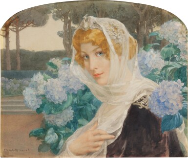 View full screen - View 1 of Lot 876. Jeune femme aux hortensias.