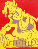 Dessin original, gouache. Peut-être un projet de couverture pour la revue "Le Minotaure".