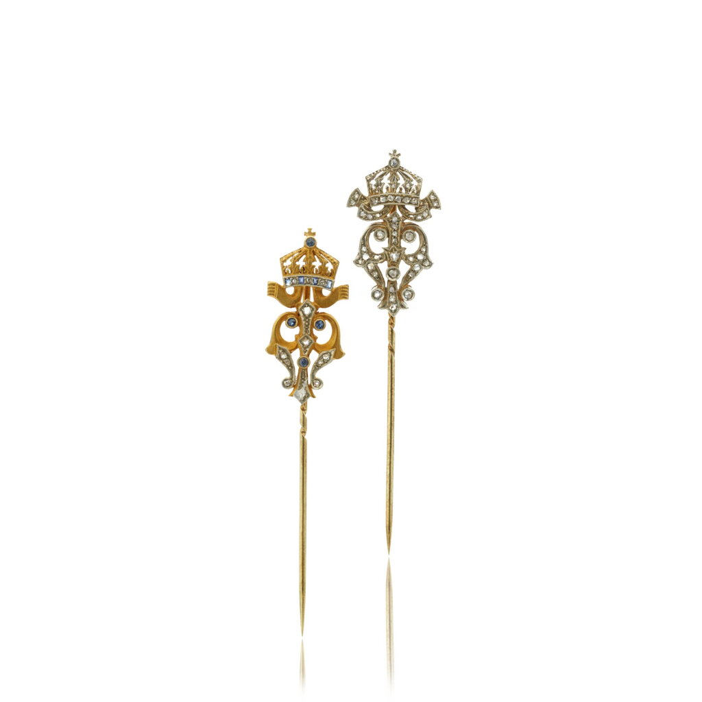 View full screen - View 1 of Lot 1036. Two presentation tie pins, early 20th century.