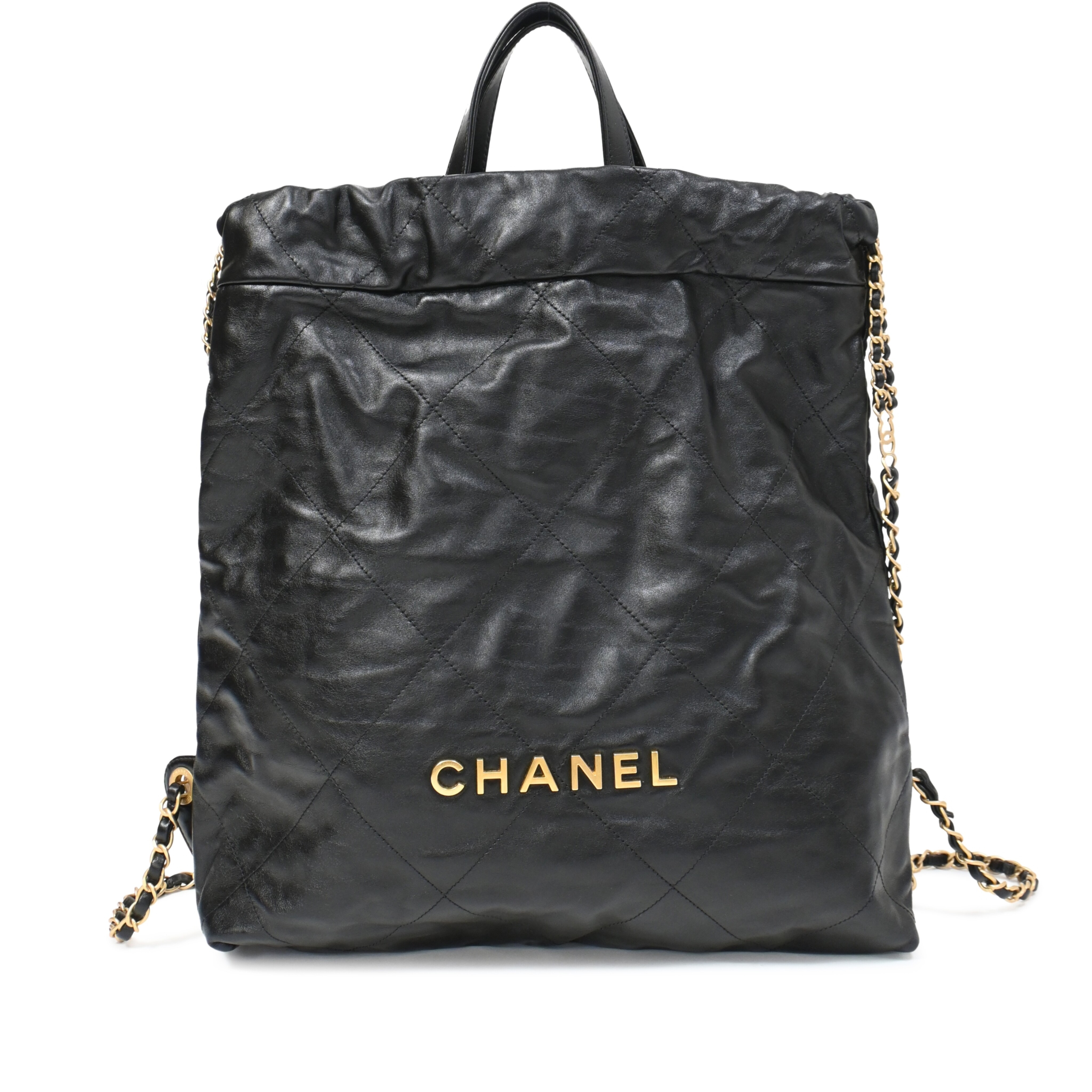 authentic chanel black quilted leather large backpack Caviar Chanel 25 1794178 1996-1997 Black Duma Quilted Lambskin