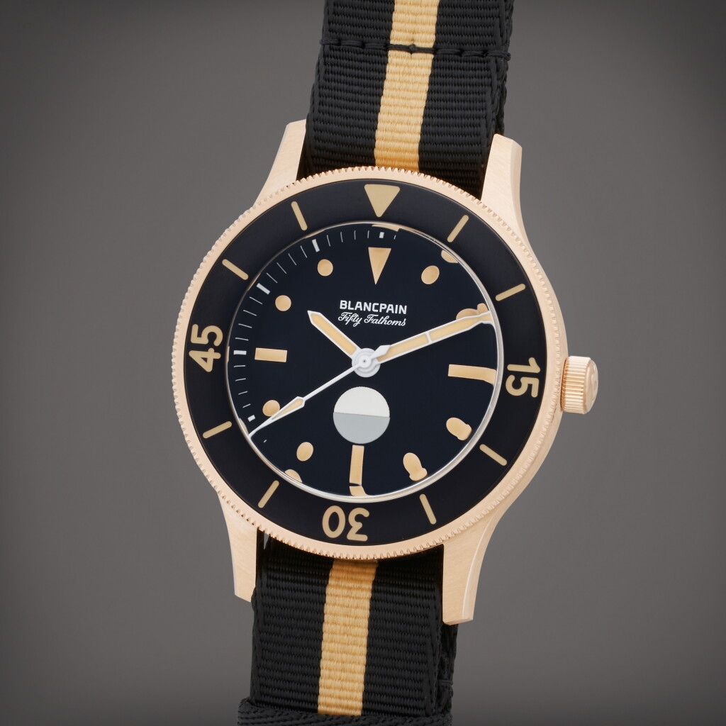 View full screen - View 1 of Lot 61. Reference 5901-5630-NANA Fifty Fathoms 70th Anniversary Act 3 | A limited edition bronze gold automatic wristwatch, Donated for the Benefit of Oceana, Circa 2023.