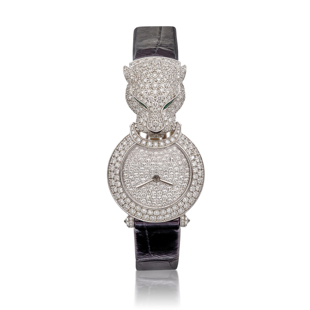 View full screen - View 1 of Lot 1951. 'Panthère' Diamond, Emerald and Onyx Wristwatch | 卡地亞 | 'Panthère' 鑽石 配 縞瑪瑙 及 祖母綠 腕錶.