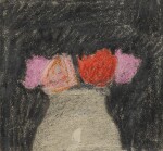 Red and Pink Roses in a White Vase