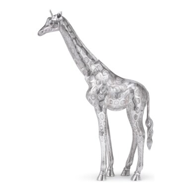 View full screen - View 1 of Lot 384. A PORTUGUESE SILVER GIRAFFE, MANUEL ALCINO, PORTO, 20TH CENTURY.