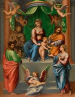 INNOCENZO DI PIETRO FRANCUCCI, CALLED INNOCENZO DA IMOLA | The Madonna and Child enthroned, with Saint Paul, Saint Francis of Assisi, Saint Joseph and Mary Magdalen