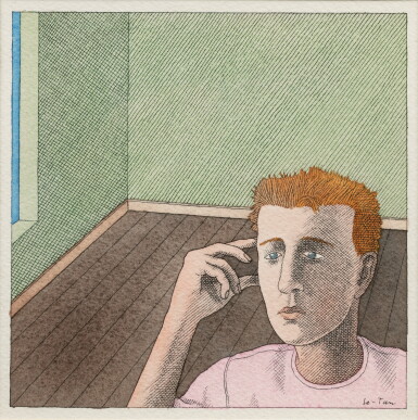 View full screen - View 1 of Lot 143. Un jeune homme dans un intérieur, ses doigts sur sa tempe.