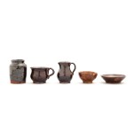 Five Miniature Glazed Red Earthenware Vessels, Pennsylvania, Early-Mid-19th Century