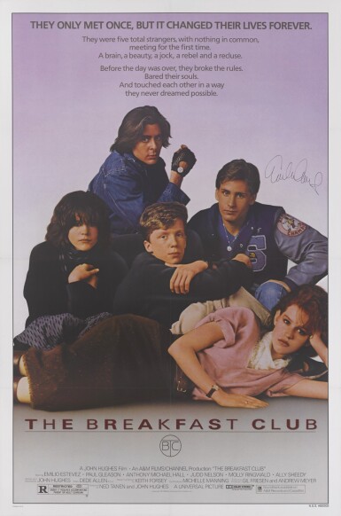 View full screen - View 1 of Lot 252. THE BREAKFAST CLUB (1985) POSTER, US, SIGNED BY EMILIO ESTEVEZ.
