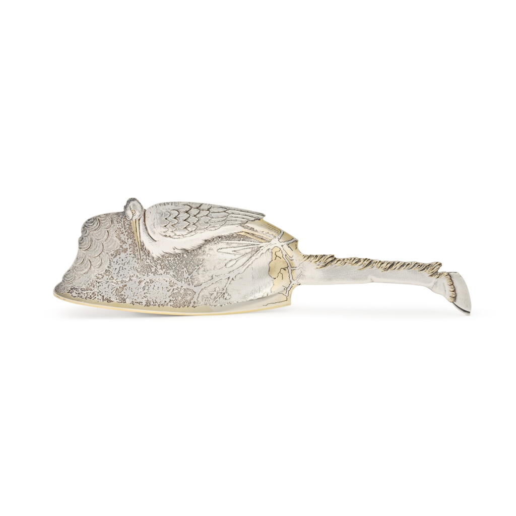 View full screen - View 1 of Lot 132. An American Parcel-Gilt Silver "Naturalistic" Fish Slice, Wood & Hughes, New York, Circa 1880.