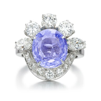 View full screen - View 1 of Lot 192. Sapphire and diamond ring.