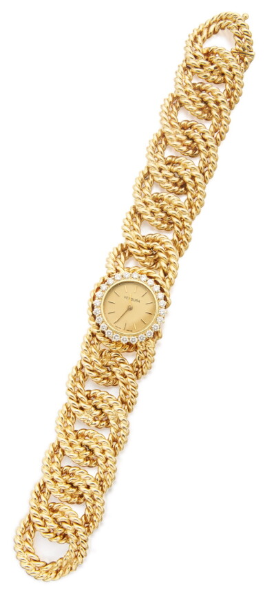 View full screen - View 1 of Lot 322. GOLD 'ROPE-LINK' BRACELET-WATCH, VERDURA .