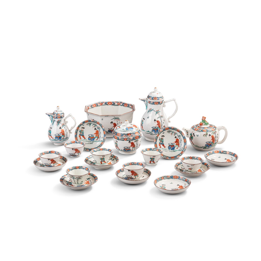 View full screen - View 1 of Lot 580. A German porcelain assembled composite part tea and coffee service, the porcelain 18th century, the decoration probably Dutch.