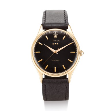 View full screen - View 1 of Lot 2193. ROLEX | PRECISION, REFERENCE 9007 A PINK GOLD WRISTWATCH, CIRCA 1950" | 勞力士 | Precision 型號9007 粉紅金腕錶,錶殼編號373,約1950年製".