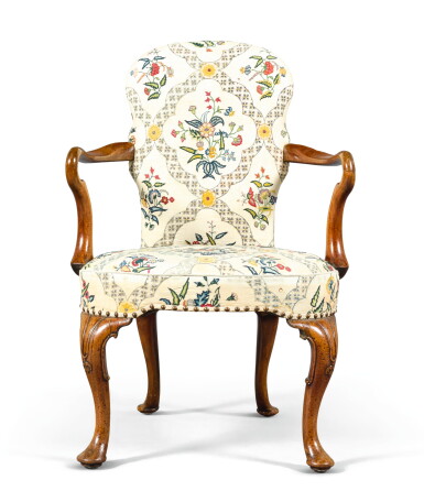 View full screen - View 1 of Lot 26. A QUEEN ANNE WALNUT SHEPHERD'S CROOK ARMCHAIR, FIRST QUARTER 18TH CENTURY.
