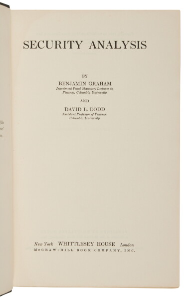 View full screen - View 1 of Lot 1064. Graham, Benjamin, and David L. Dodd | The "Bible" of modern financial analysis.