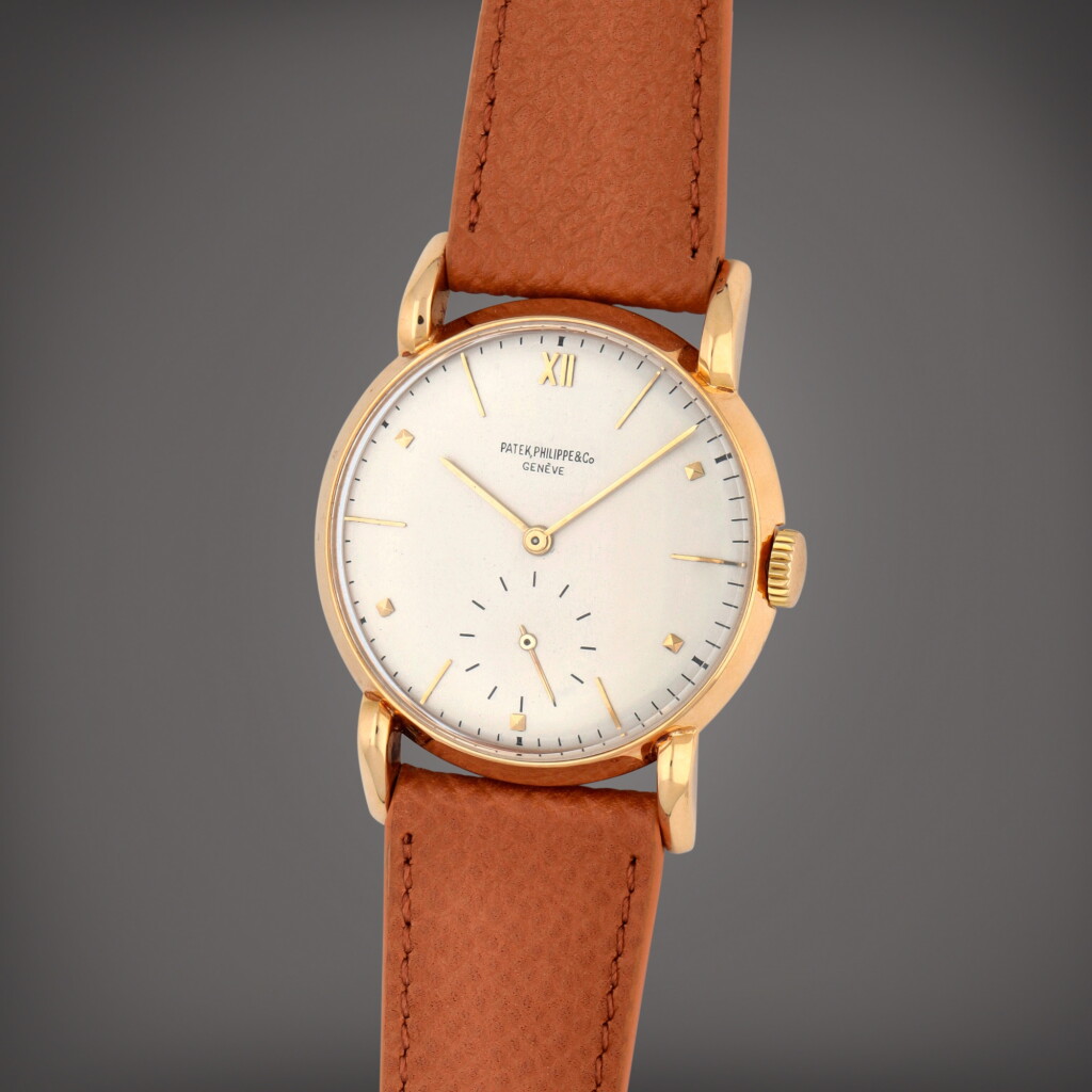 View full screen - View 1 of Lot 224. A yellow gold wristwatch | Circa 1946.