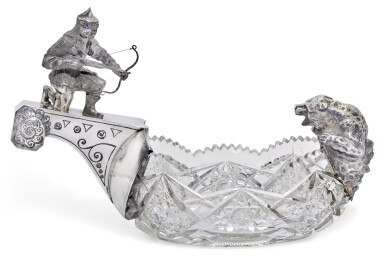 View full screen - View 1 of Lot 238. A silver-gilt and cut-glass kovsh, probably Morozov, workmaster Vassily Kangin, St Petersburg, 1908-1917.