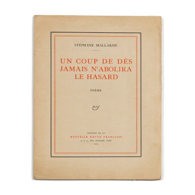 View full screen - View 1 of Lot 107. Un coup de dés... Paris, NRF, 1914. Grand in-4, broché. Édition originale. Ex. sur vélin d'Arches..