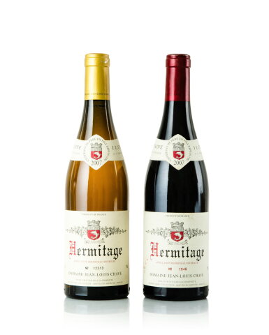 View full screen - View 1 of Lot 356. Hermitage Blanc & Rouge 2007 Jean-Louis Chave (2 BT) .