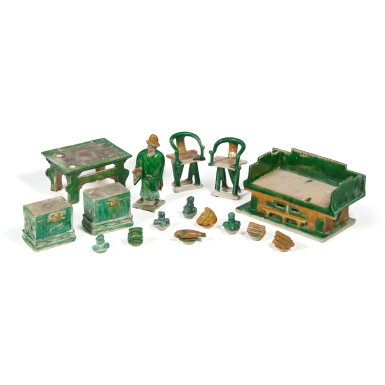 View full screen - View 1 of Lot 147. A group of sancai-glazed pottery models, Ming dynasty.