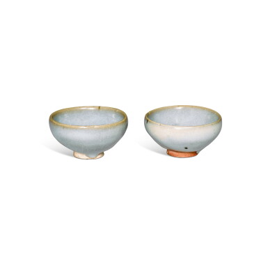 View full screen - View 1 of Lot 96. A pair of 'Jun' blue-glazed 'bubble' bowls, Jin dynasty.