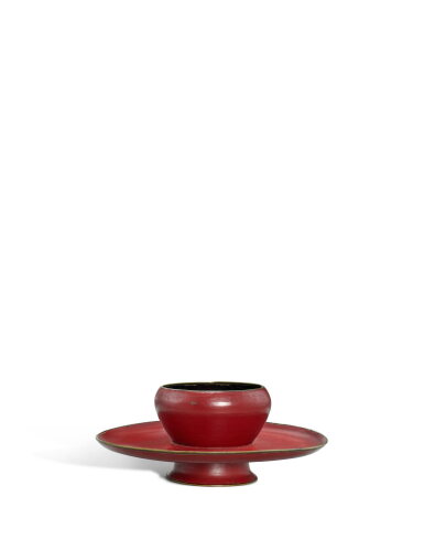 View full screen - View 1 of Lot 3667. A cinnabar lacquer cup stand, Song dynasty | 宋 朱漆盞托.