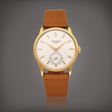 View full screen - View 1 of Lot 91. Calatrava, Reference 570 A yellow gold wristwatch Made in 1946 | 百達翡麗 | Calatrava 型號 570 黃金腕錶,製作年份 1946.
