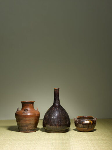 View full screen - View 1 of Lot 93. Three Seto vases | Edo period, 17th - 18th century .