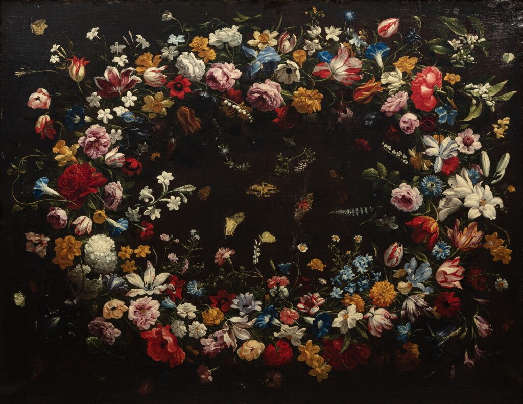 View full screen - View 1 of Lot 55. Giovanni Stanchi, Garland of flowers | Guirlande de fleurs.